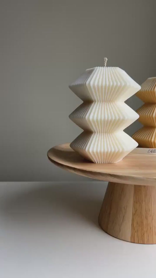 Large Ribbed Hexagon Candle: Handmade Soy Wax Pillar