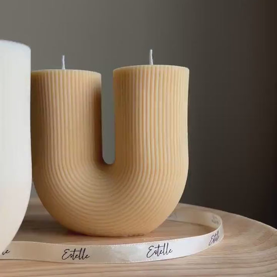 Handmade Ribbed U-Shaped Soy Candle | Home Decor