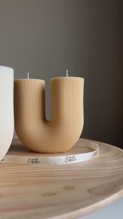 Handmade Ribbed U-Shaped Soy Candle | Home Decor