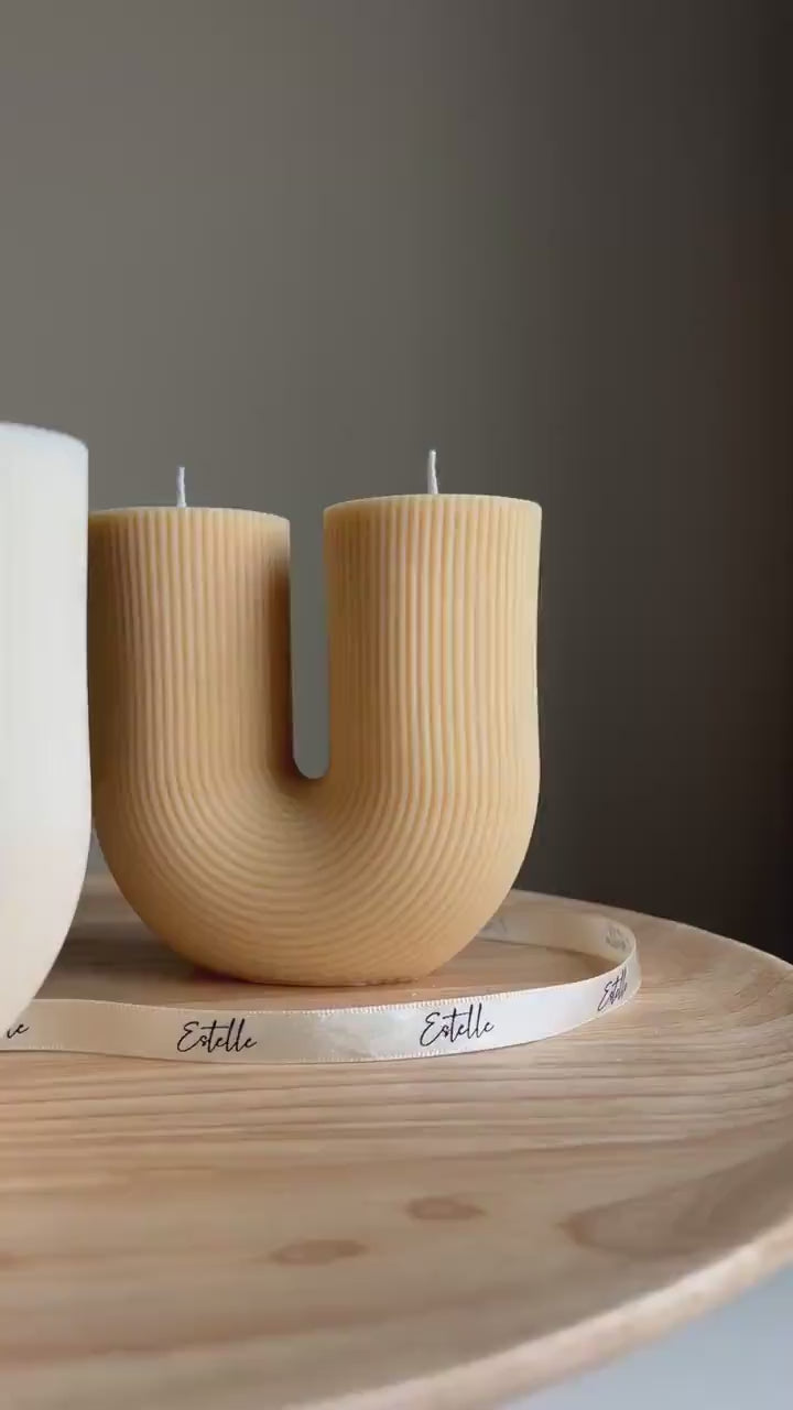 Handmade Ribbed U-Shaped Soy Candle | Home Decor