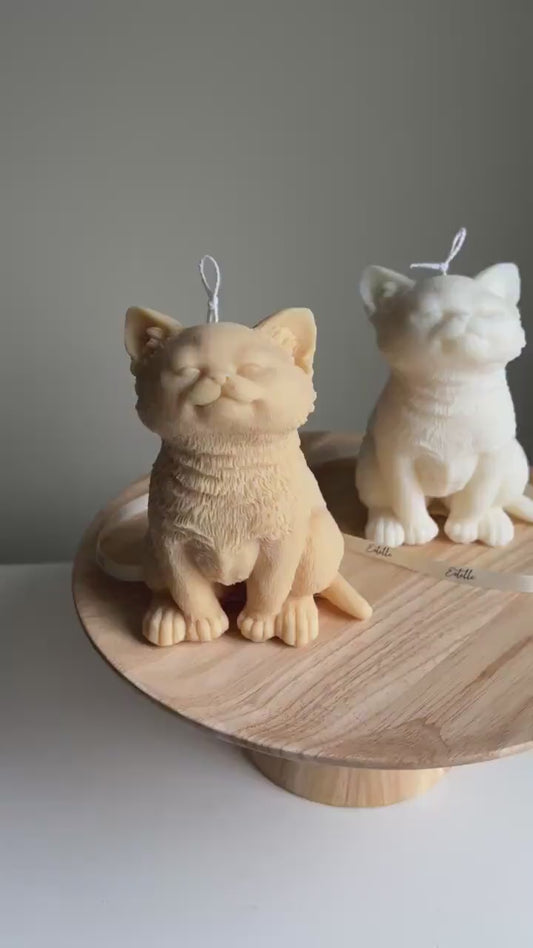Handmade Soy Wax Cat Candle: Sculptural Animal Candle Gift