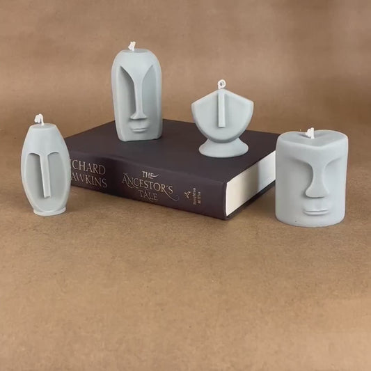 Statue Face Soy Wax Candle Set | Sculptural Home Decor