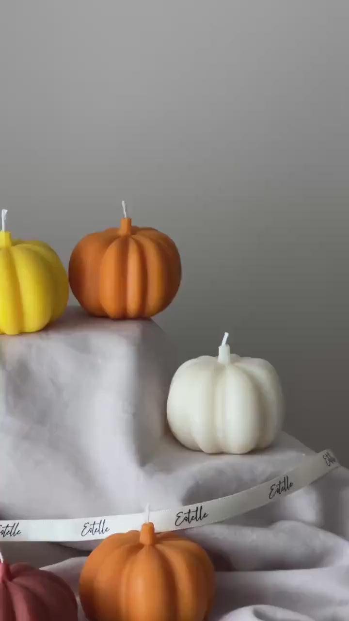 Handmade Pumpkin Soy Wax Candle: Autumn Halloween Decor