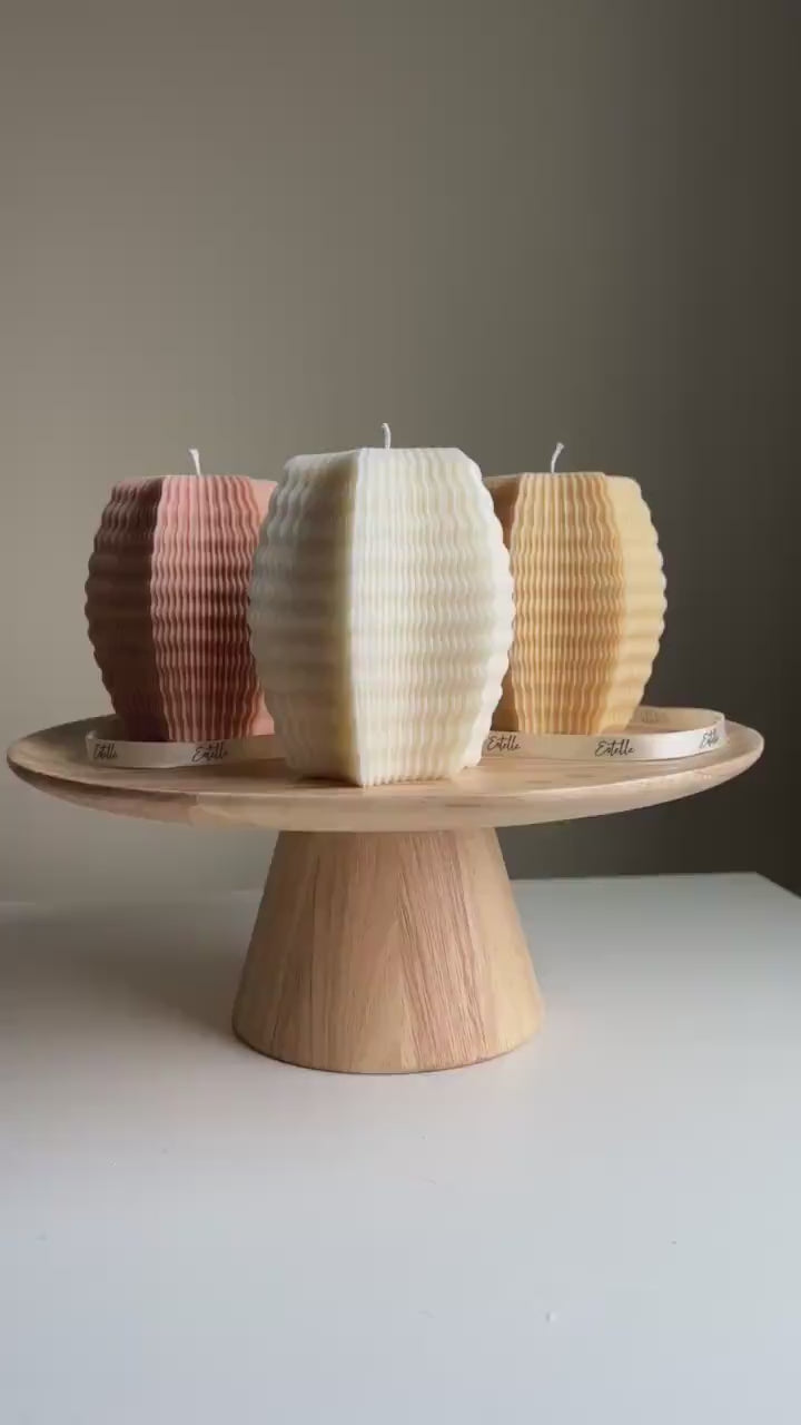 Handmade Ribbed Hexagon Candle: Geometric Home Decor