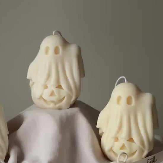 Handmade Halloween Ghost Candle: Sculptural Soy Wax Candle