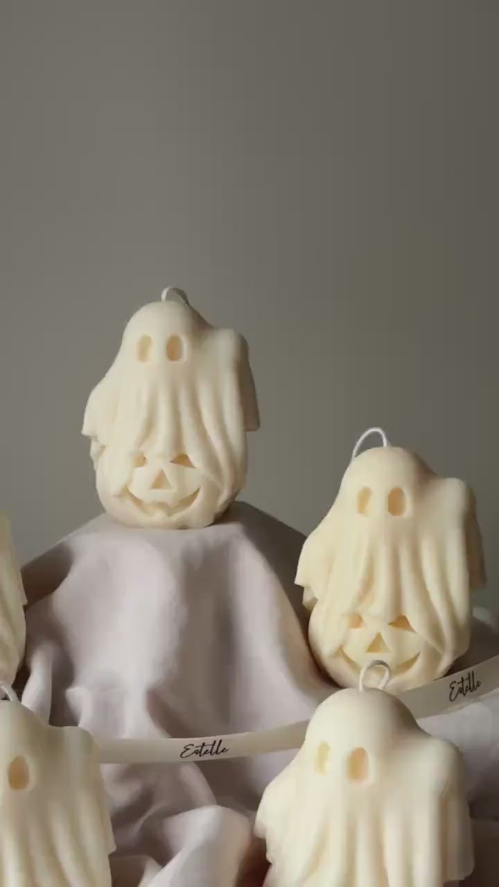 Handmade Halloween Ghost Candle: Sculptural Soy Wax Candle