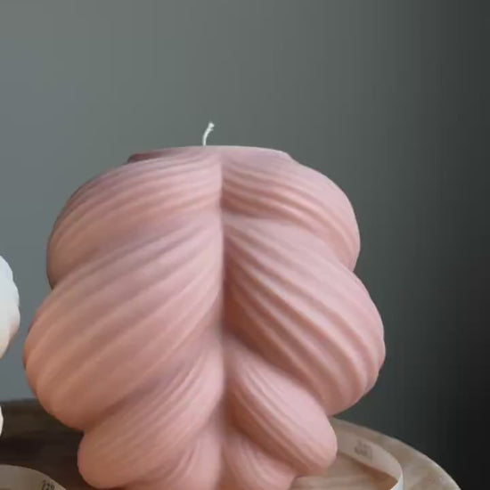 Huge Swirl Knot Candle: Unscented Soy Wax Pillar, Home Decor