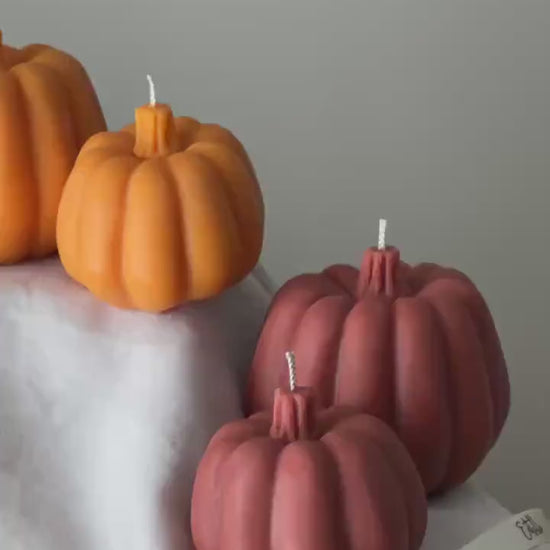 Handmade Pumpkin Soy Wax Candle Set: Autumn Home Decor