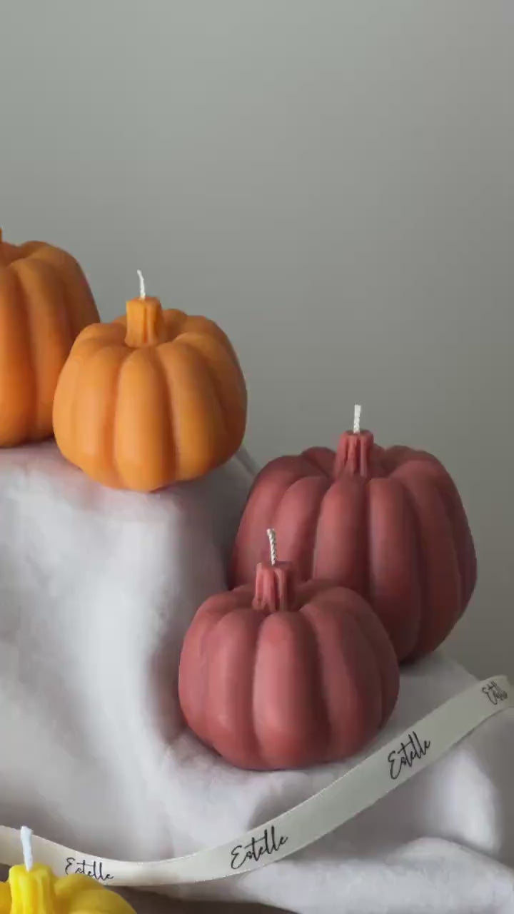 Handmade Pumpkin Soy Wax Candle Set: Autumn Home Decor