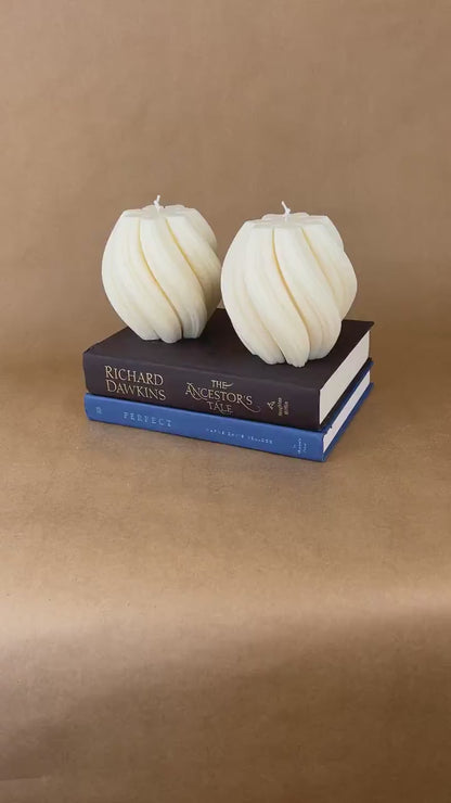 Big Swirl Soy Candle | Unscented Decorative Pillar