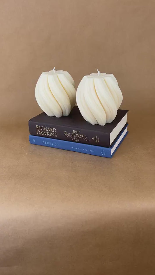 Big Swirl Soy Candle | Unscented Decorative Pillar