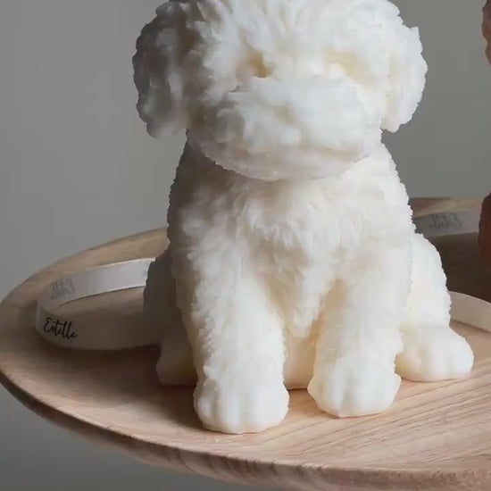 Handmade Puppy Soy Wax Candle: Sculptural Home Decor Gift