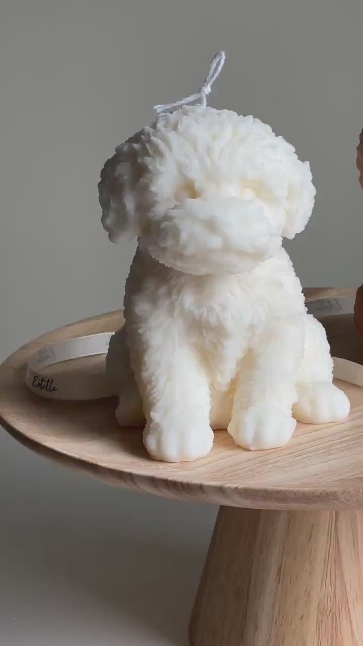 Handmade Puppy Soy Wax Candle: Sculptural Home Decor Gift