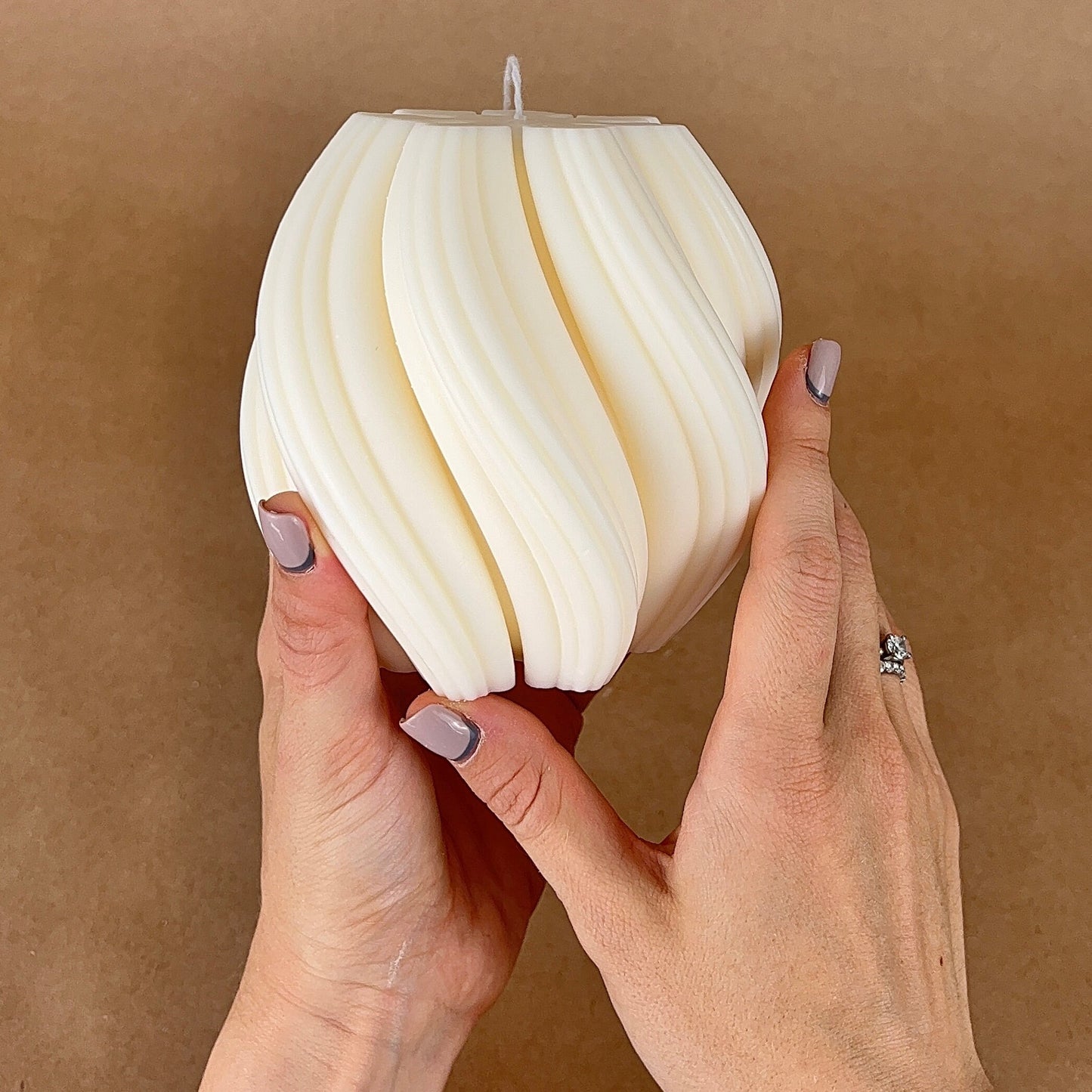 Big Swirl Candle | Unsented Decorative Candle | Pillar Soy Wax Candle | Aesthetic Interior Decoration | Gift for Her | Unique Soy Wax Candle