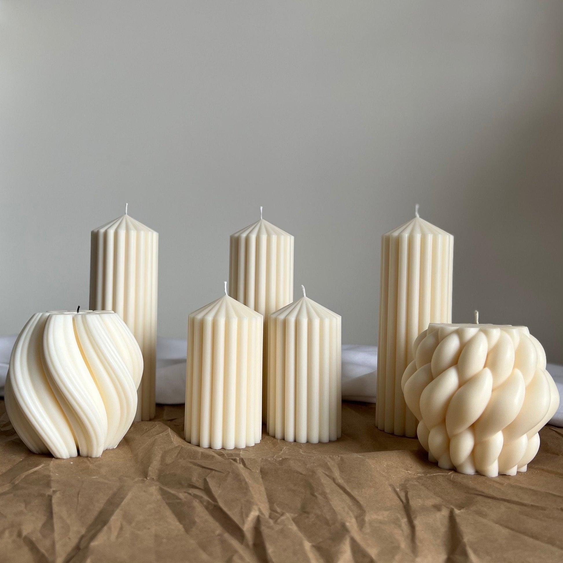 Large Ribbed Peak Pillar Candle | Soy Wax Candle | Decorative Candle | Aesthetic Candle | Shaped Candle | Unscented Candles| Unique Candle