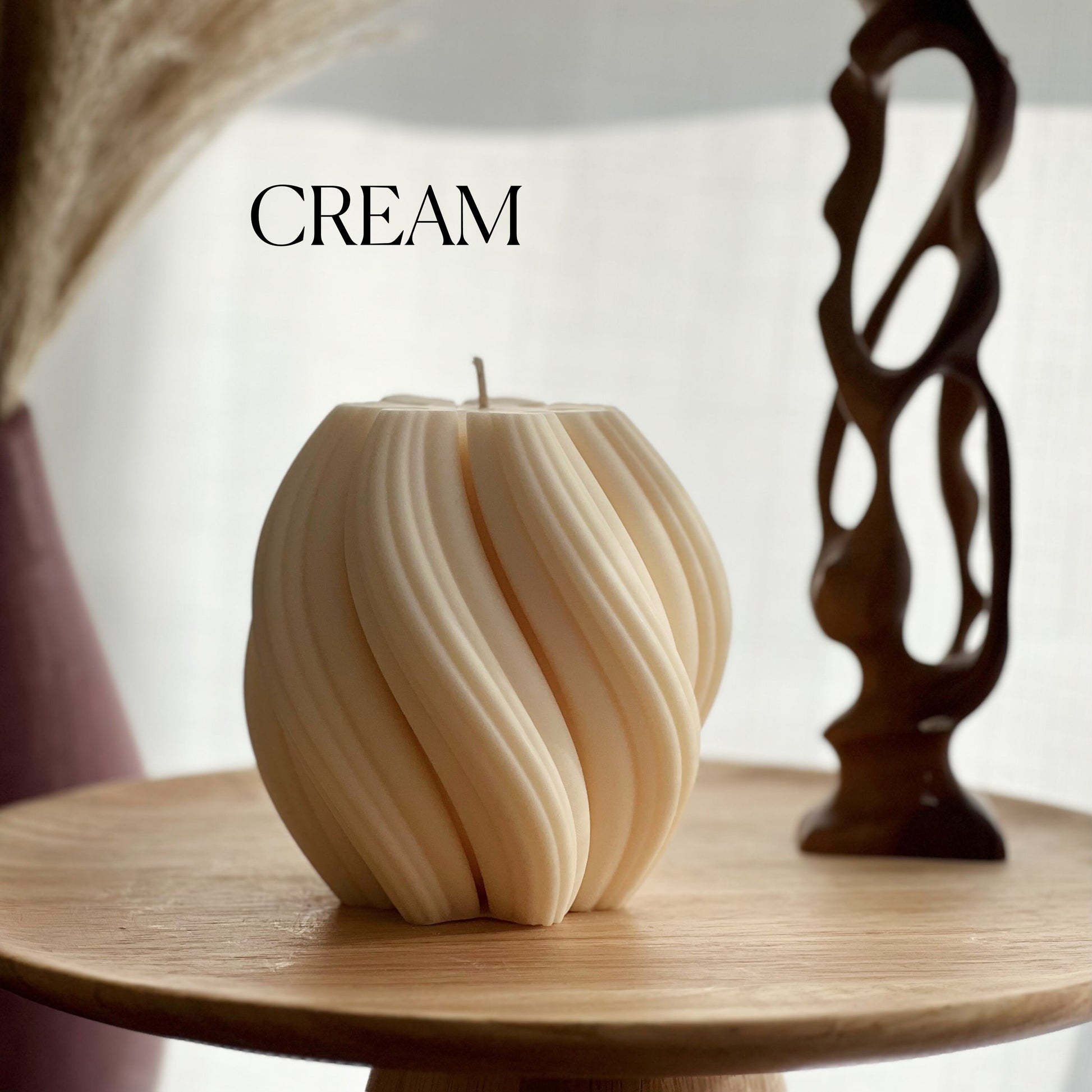 Big Swirl Candle | Unsented Decorative Candle | Pillar Soy Wax Candle | Aesthetic Interior Decoration | Gift for Her | Unique Soy Wax Candle