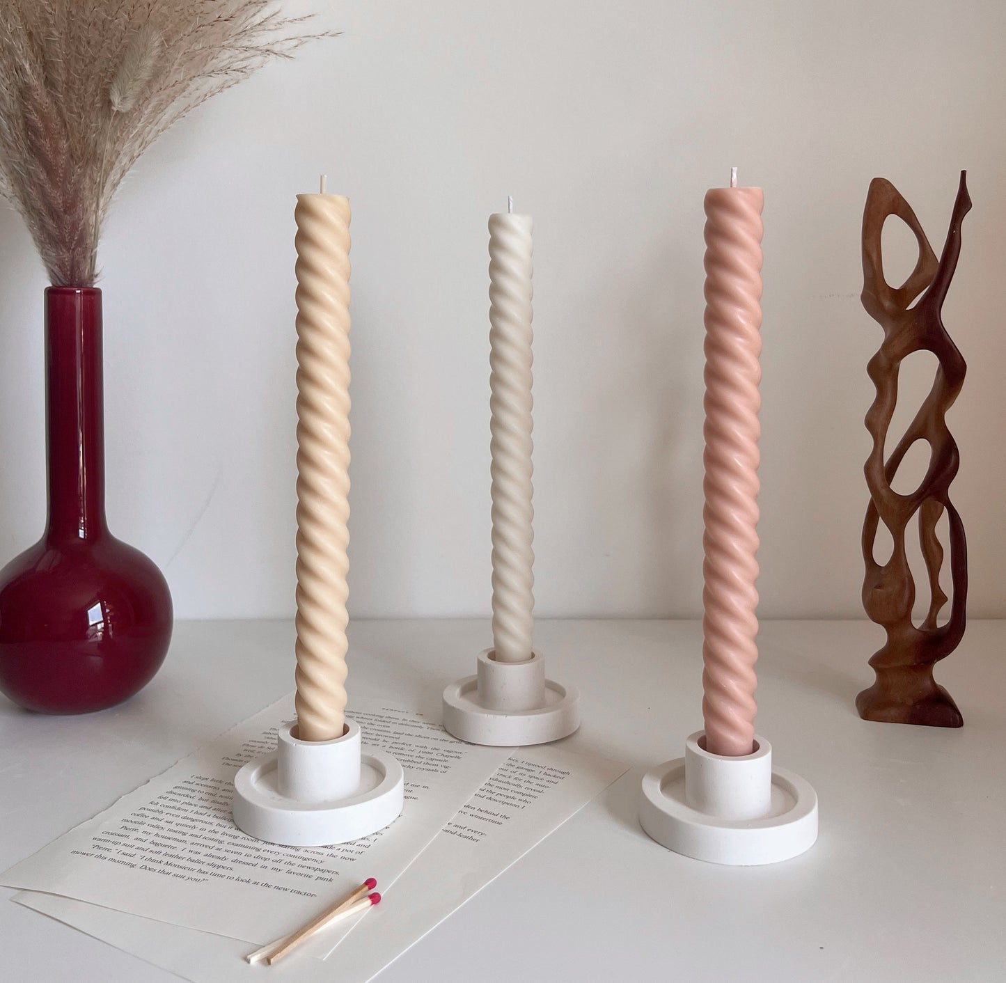 Tall Twisted Taper Candle| Twisted Pillar Candle| Shaped Candle| Twisted Candle| Handmade Decor| Dinner Candle| Pastel Candle|Soy wax candle