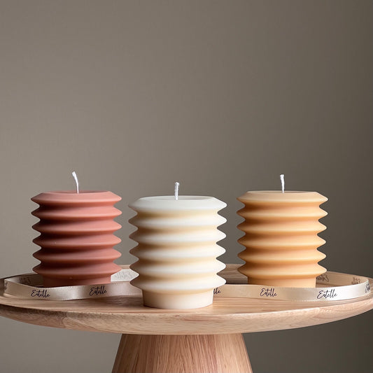 Ribbed Column Candle | Pillar Handmade Decorative Candle | Shaped Candle| Column ribbed candle| Aesthetic Interior Decoration| Unique Candle