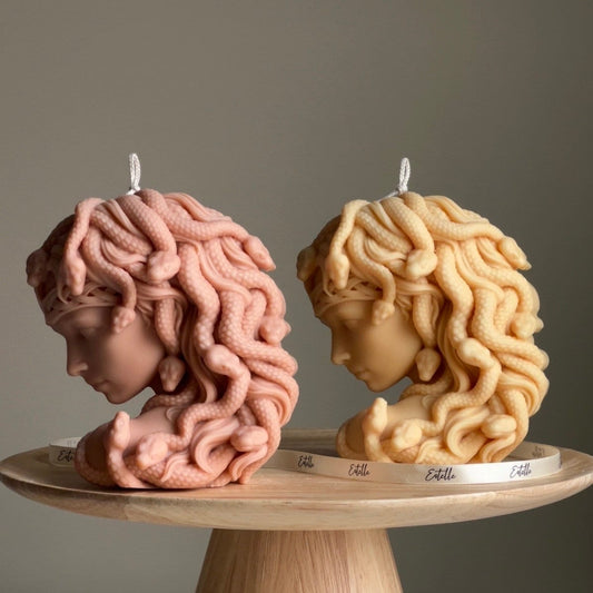 Medusa Candle | Woman Head With Snakes Candle| Sculptural Pillar Soy Wax Candle| Aesthetic Interior Decoration| Statue Candle| Unique Candle