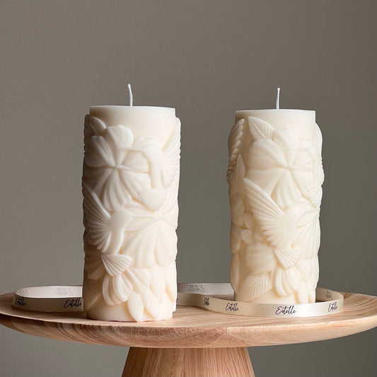 Colibri Pillar Candle | Sculptural Pillar Candle | House Warming Gift | Custom Color Scent | Aesthetic Soy Pillar Candle| Minimal Home Decor