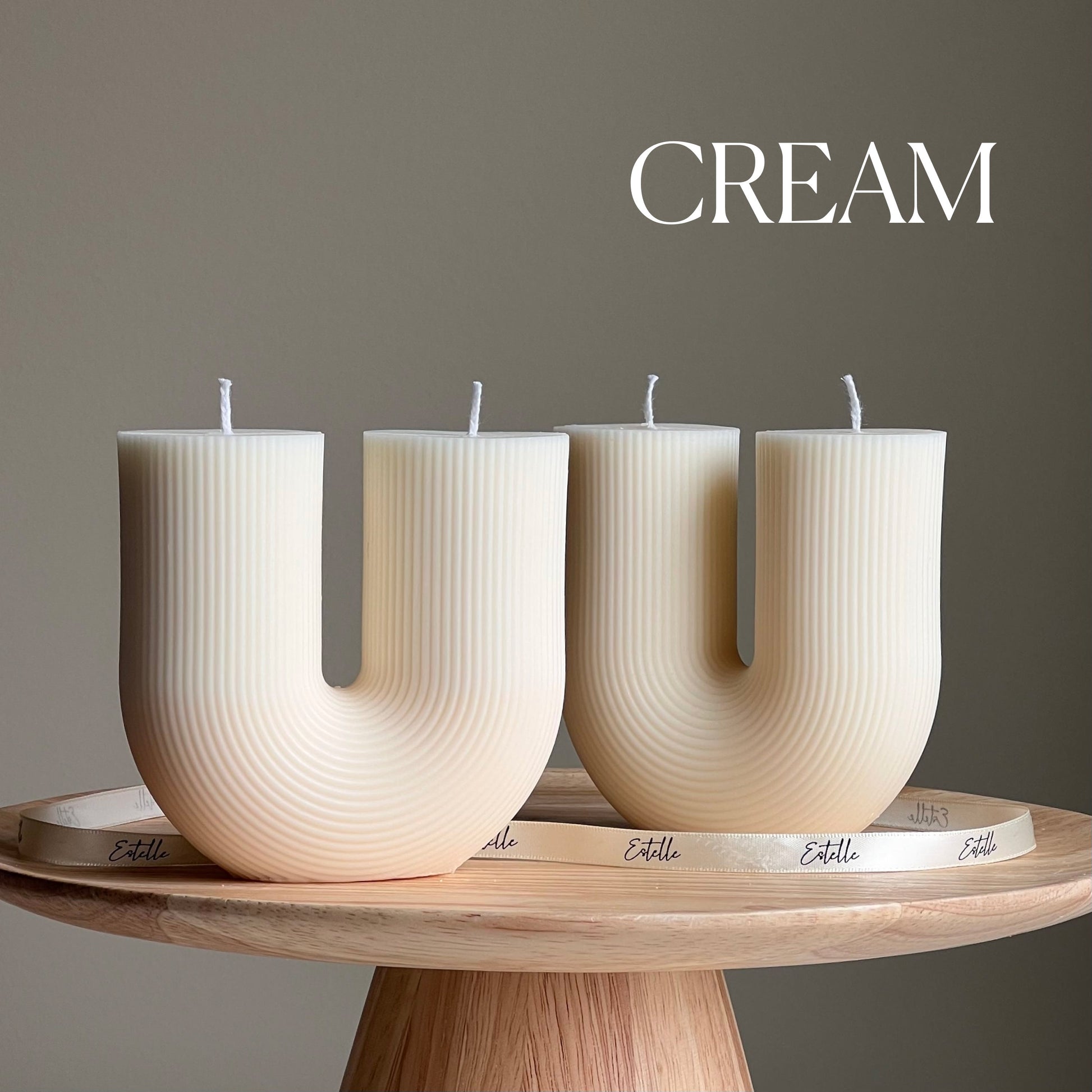 Large Ribbed U Shaped Candle | Trendy Handmade Decorative Candle | Pillar Shaped Candle | Aesthetic Interior Home Decoration| Unique Candle