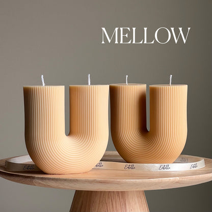 Large Ribbed U Shaped Candle | Trendy Handmade Decorative Candle | Pillar Shaped Candle | Aesthetic Interior Home Decoration| Unique Candle