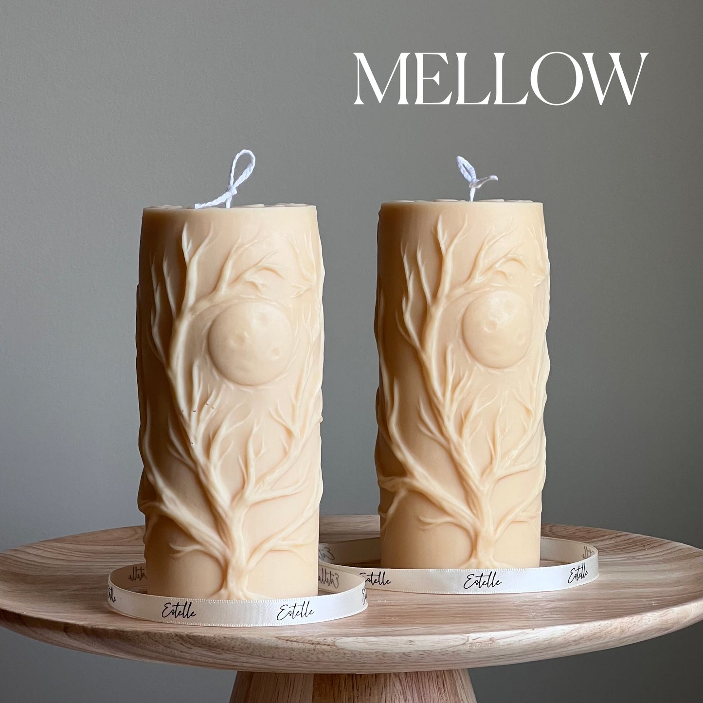 Tree Pillar Candle | Sculptural Moon Pillar Candle | House Warming Gift | Custom Color Scent |Aesthetic Soy Pillar Candle|Minimal Home Decor