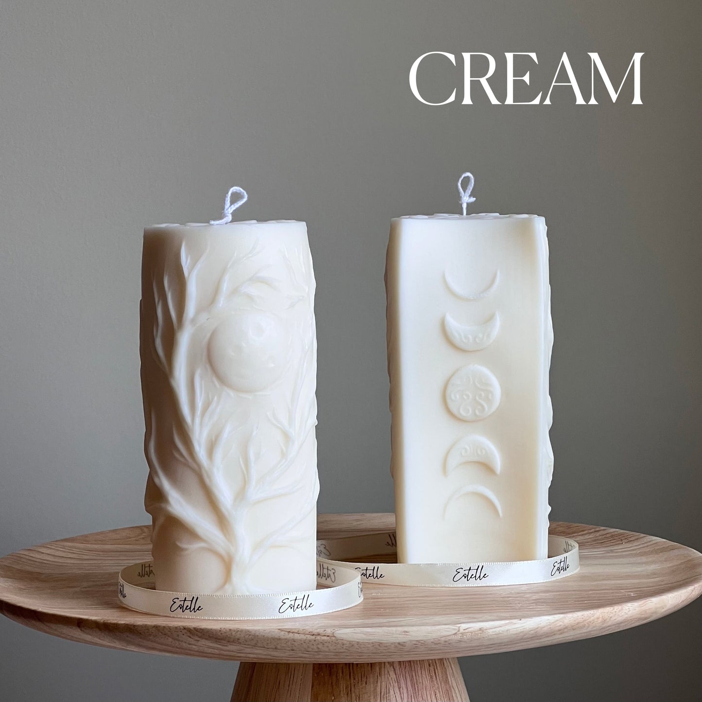 Tree Pillar Candle | Sculptural Moon Pillar Candle | House Warming Gift | Custom Color Scent |Aesthetic Soy Pillar Candle|Minimal Home Decor