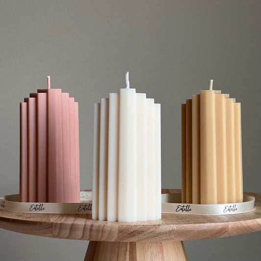 Geometric Pillar Candle | Sculptural Pillar Candle | House Warming Gift | Custom Color Scent |Aesthetic Soy Pillar Candle|Minimal Home Decor