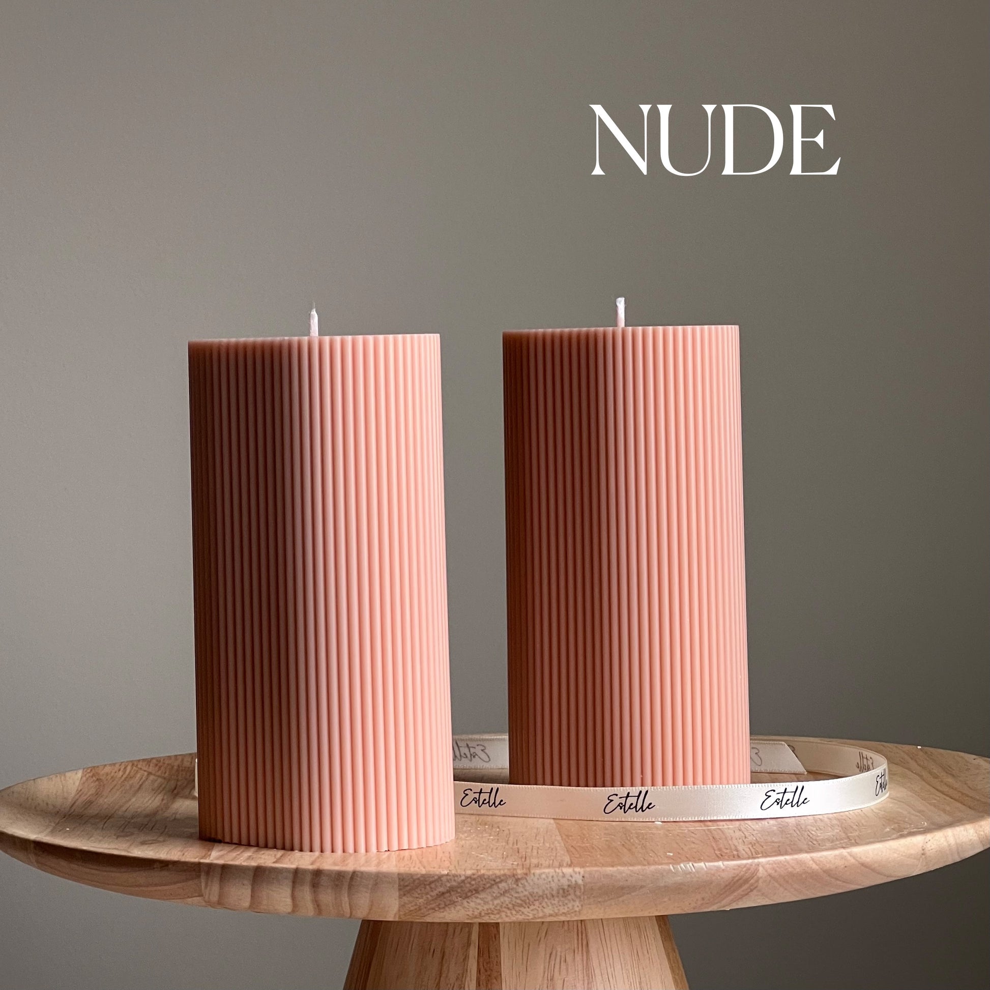 Ribbed Pillar Candle | Soy Wax Candle | Decorative Handmade Candle | Aesthetic Candle| Shaped White Candle| Unscented Candles| Unique Candle