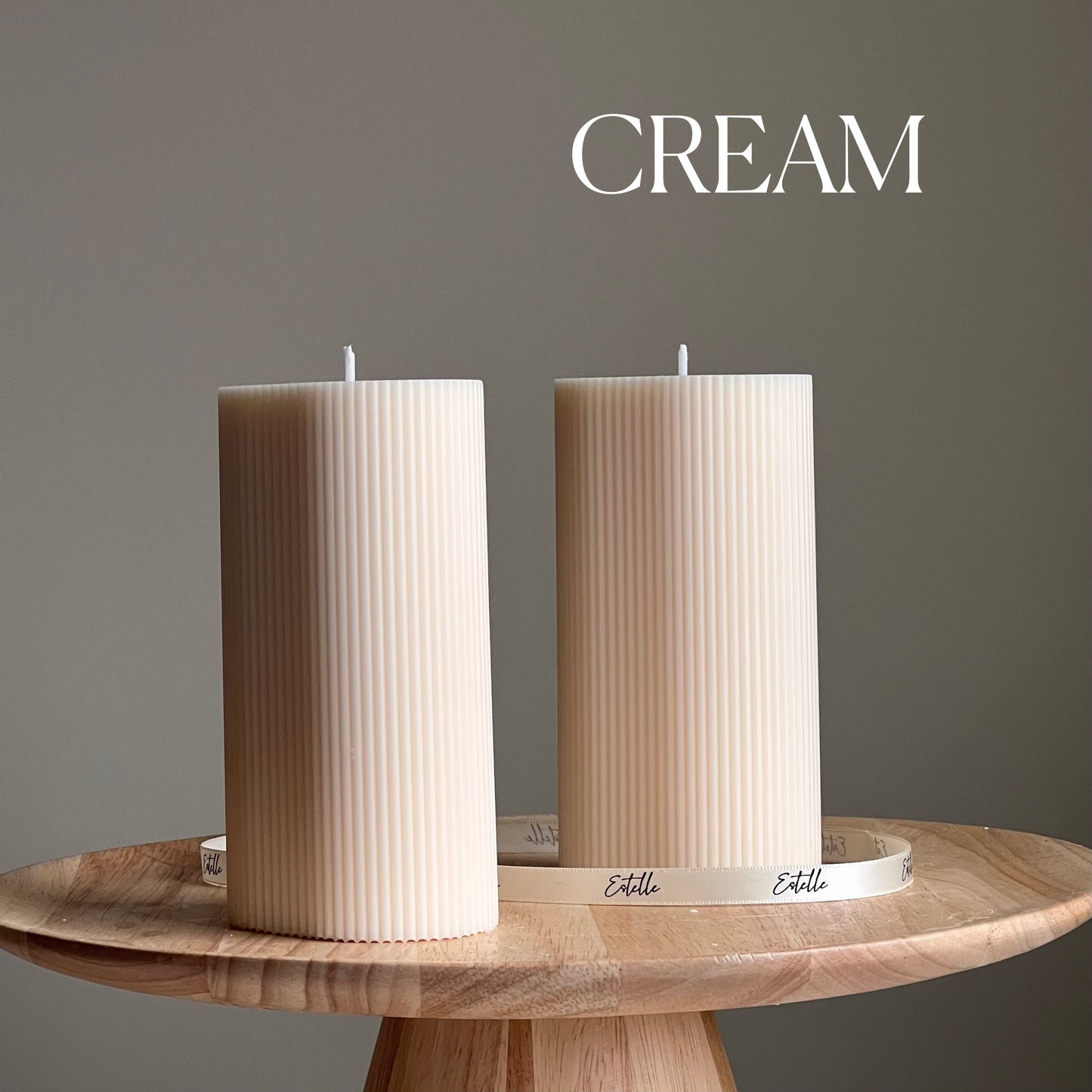 Ribbed Pillar Candle | Soy Wax Candle | Decorative Handmade Candle | Aesthetic Candle| Shaped White Candle| Unscented Candles| Unique Candle