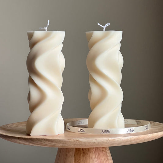 Wavy Pillar Candle | Handmade Decorative Candle | Swirl Pillar Shaped Candle | Aesthetic Home Decor| Gift for Her | Minimalist Unique Candle