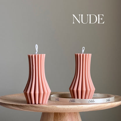 Ribbed Pillar Candle | Sculptural Pillar Candle | Trendy Candle| Custom Color Scent| Aesthetic Soy Pillar Candle| Minimal Home Decor