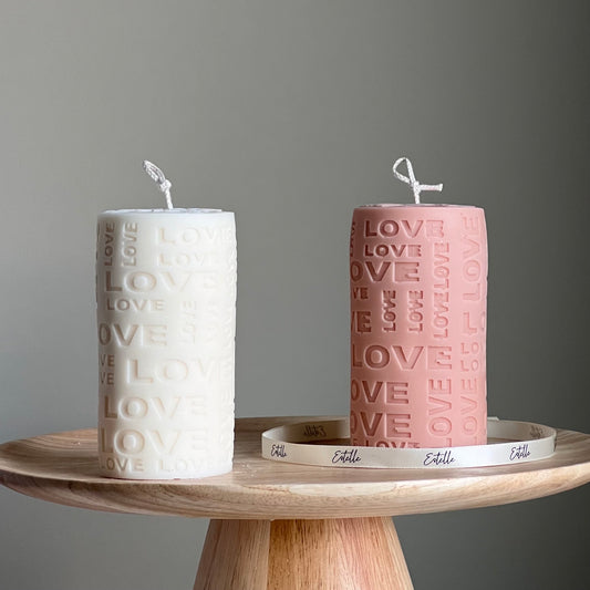 Love Pillar Candle | Sculptural Pillar Candle | Tall Candle| Custom Color Scent| Aesthetic Soy Pillar Candle| Minimal Home Decoration