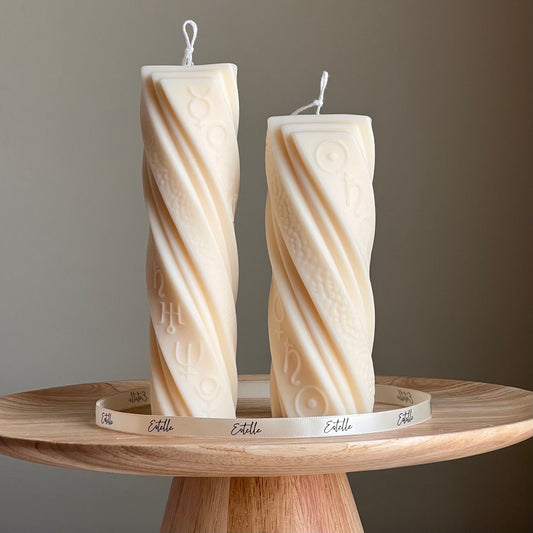 Astrological Pillar Candle | Soy Wax Candle | Decorative Candle | Aesthetic Candle | Shaped White Candle | Unscented Candles| Unique Candle