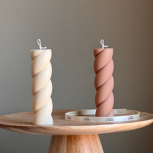 Swirl Pillar Candle | Sculptural Pillar Candle | Trendy Candle| Custom Color Scent| Aesthetic Soy Pillar Candle| Minimal Home Decoration