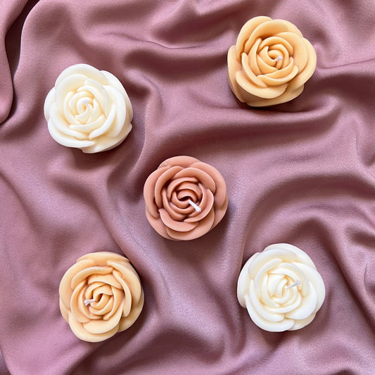 Small Rose Candle| Decorative Pillar Soy Candle| Aesthetic Candle| Unscented Candles| Handmade Unique Candle| Shaped Cool Candle