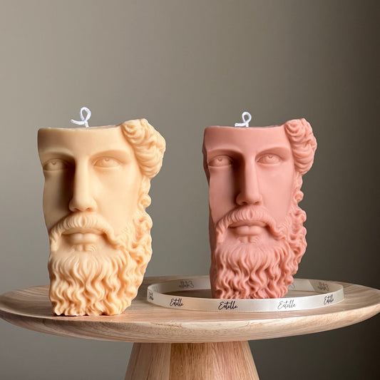 Greek Statue Half Head Candle| Zeus Bust Candle| Sculptural Pillar Soy Candle| Man Bust Candle| Aesthetic Decor| Statue Candle|Unique Candle