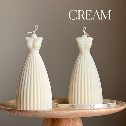 Wedding Dress Candle | Wedding Handmade Decorative Candle | Bridal Shower Pillar Shaped Candle| Aesthetic Interior Decoration| Unique Candle