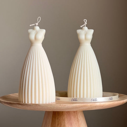 Wedding Dress Candle | Wedding Handmade Decorative Candle | Bridal Shower Pillar Shaped Candle| Aesthetic Interior Decoration| Unique Candle